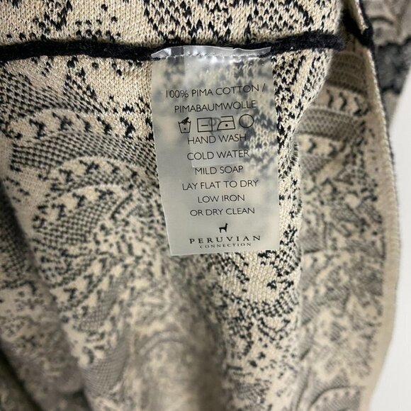 Peruvian Connection Floral Knit Sweater Dress Womens Small S Tan Black Pima - Picture 6 of 7